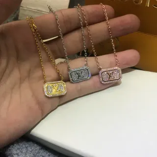 Louis Vuitton Crystal-Encrusted LV Monogram Pendant Necklace