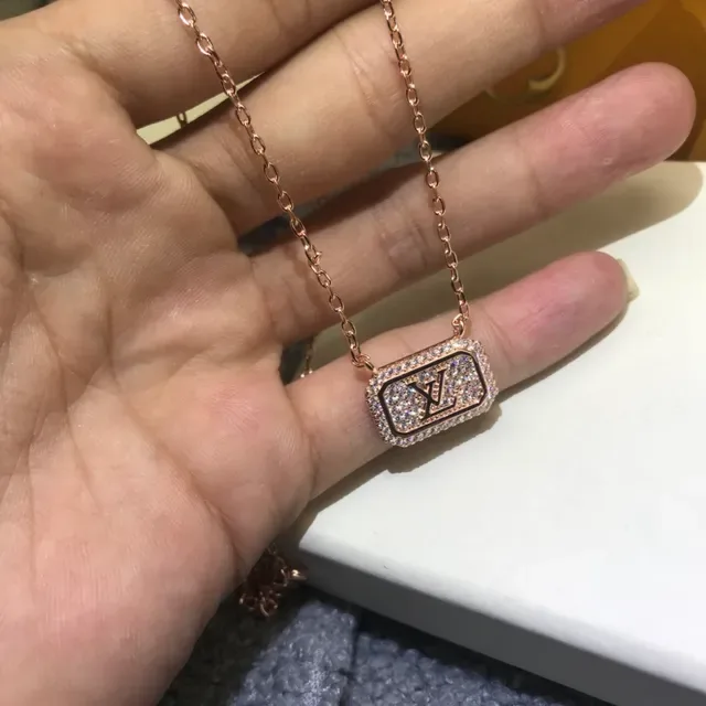 Louis Vuitton Crystal-Encrusted LV Monogram Pendant Necklace 2