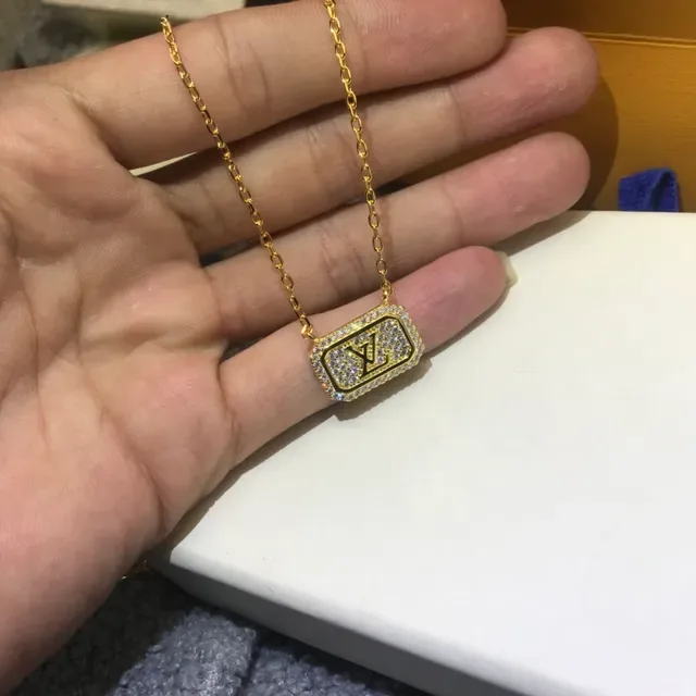 Louis Vuitton Crystal-Encrusted LV Monogram Pendant Necklace 3