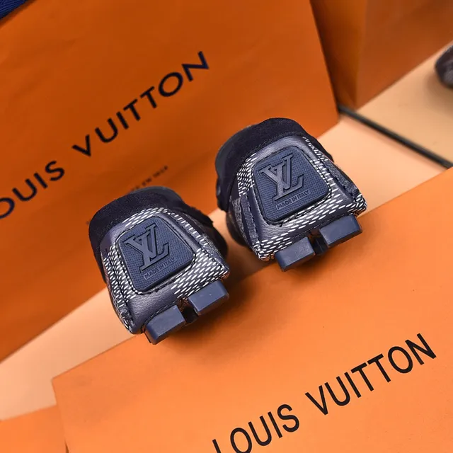 Louis Vuitton Damier Check Navy and White Bow Loafers 8