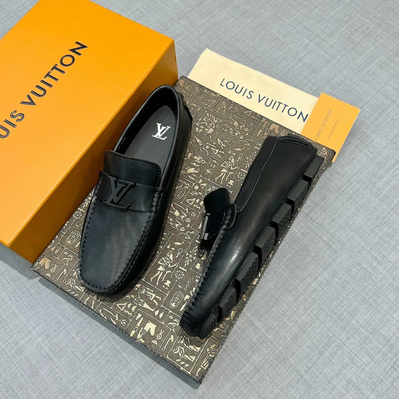 Louis Vuitton Driver Loafer Black Leather LV Monogram Buckle Loafer 2