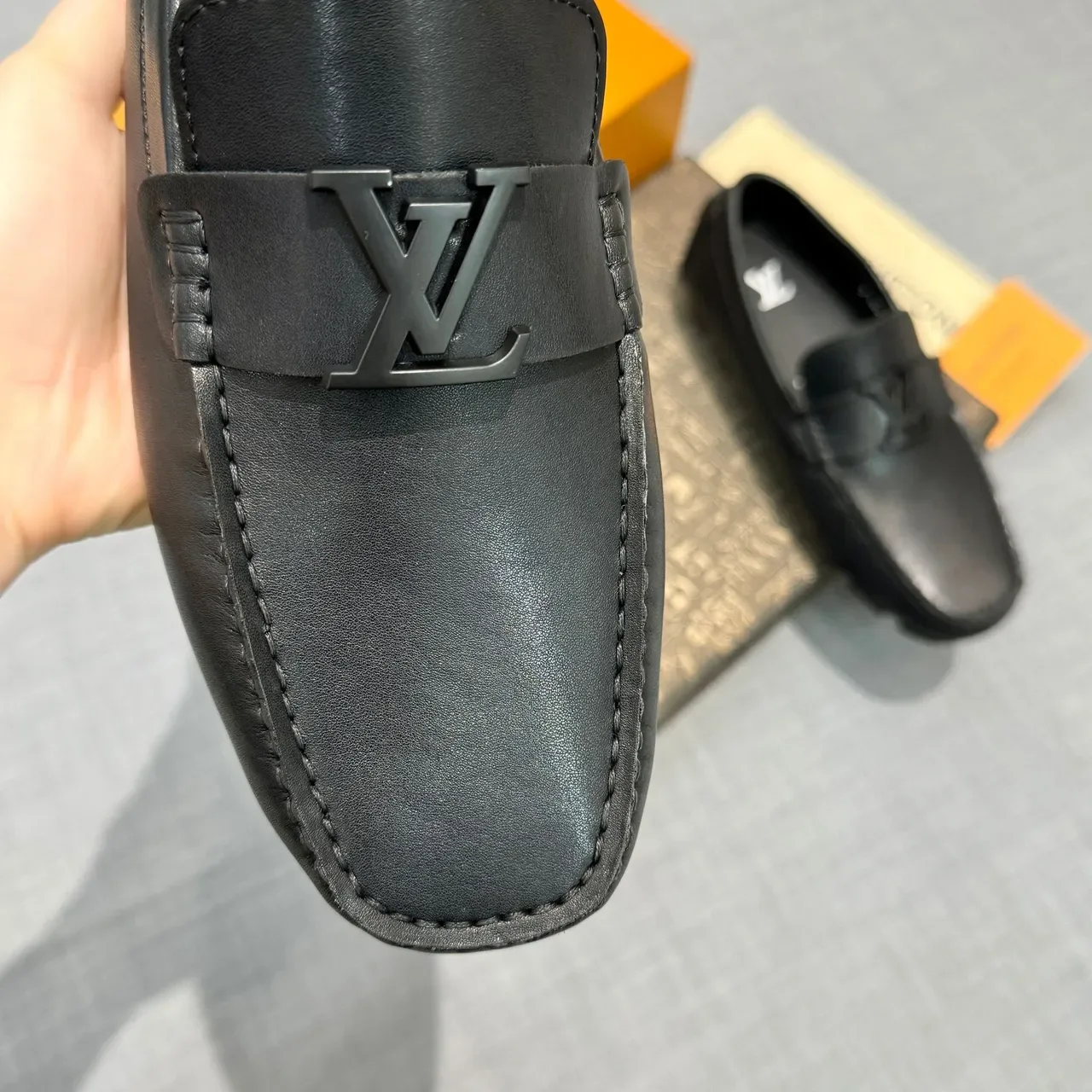 Louis Vuitton Driver Loafer Black Leather LV Monogram Buckle Loafer 3