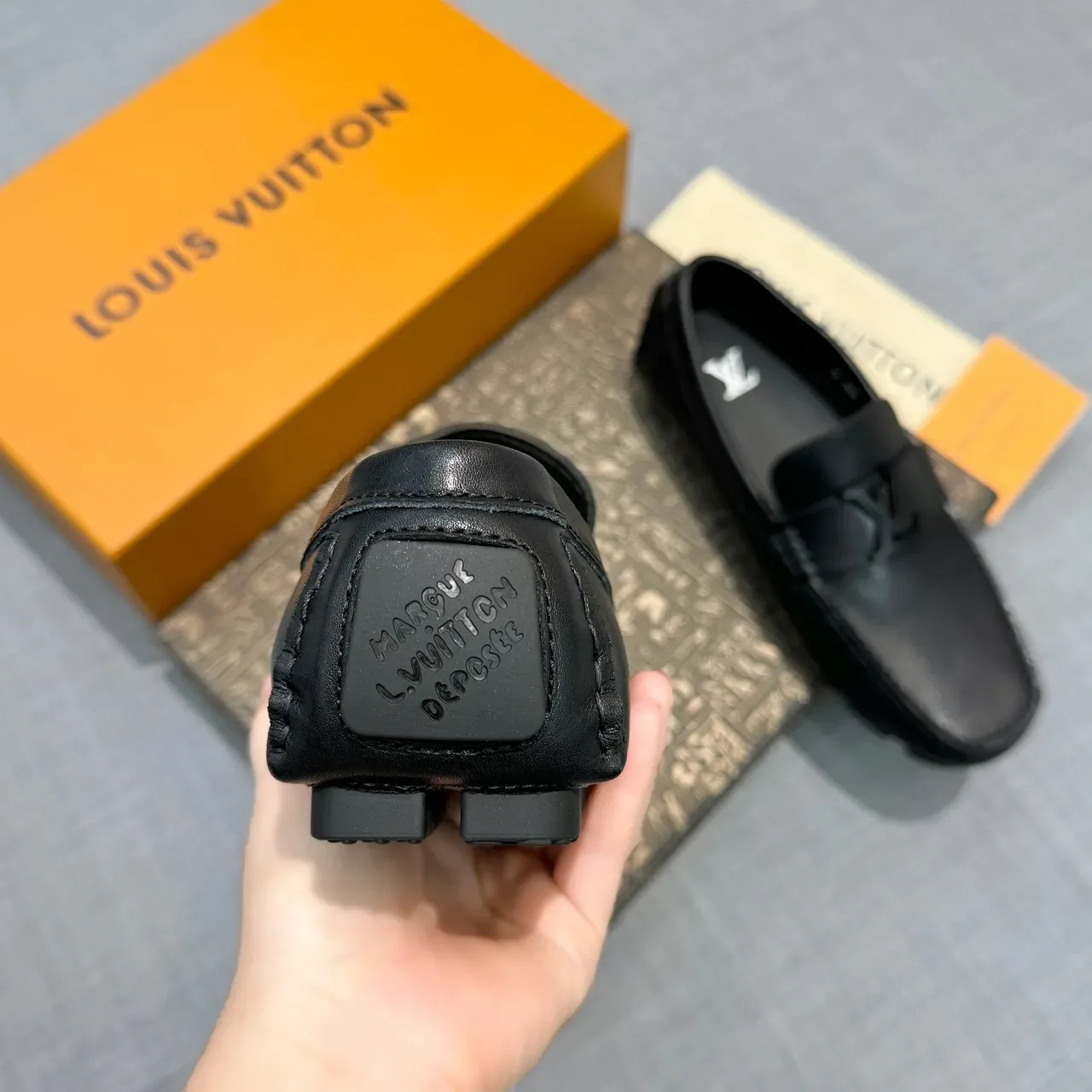 Louis Vuitton Driver Loafer Black Leather LV Monogram Buckle Loafer 4