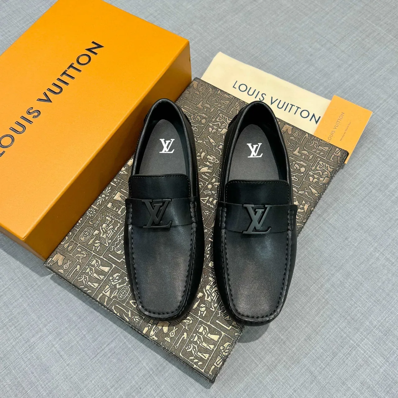Louis Vuitton Driver Loafer Black Leather LV Monogram Buckle Loafer 6