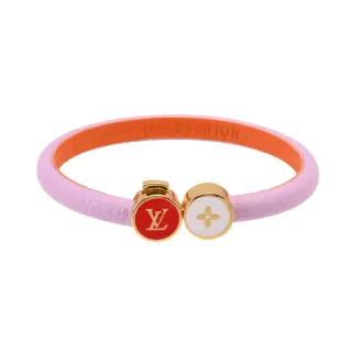 Louis Vuitton Dual Enamel Charm Pink and Orange Leather Bracelet