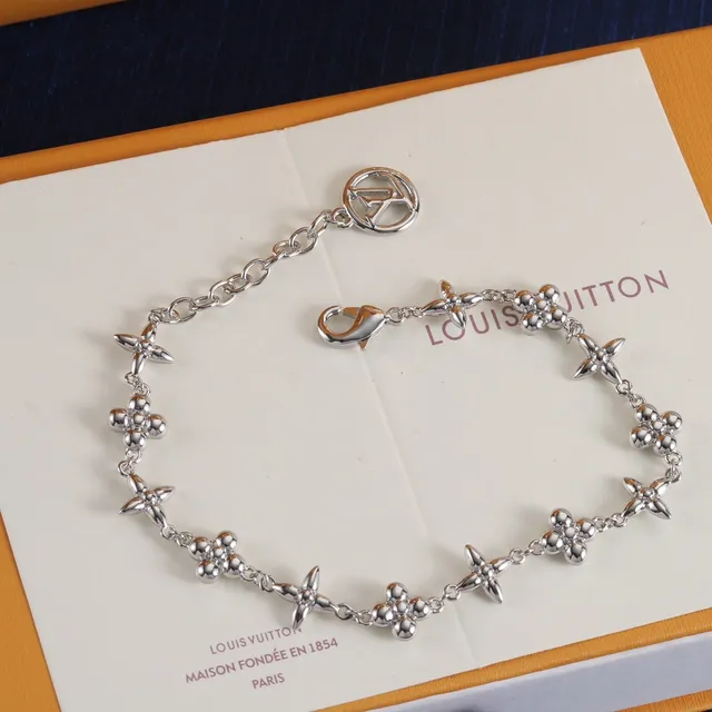 Louis Vuitton corrente de flores ouro e prata links florais impresso bracelete de chapéu 2