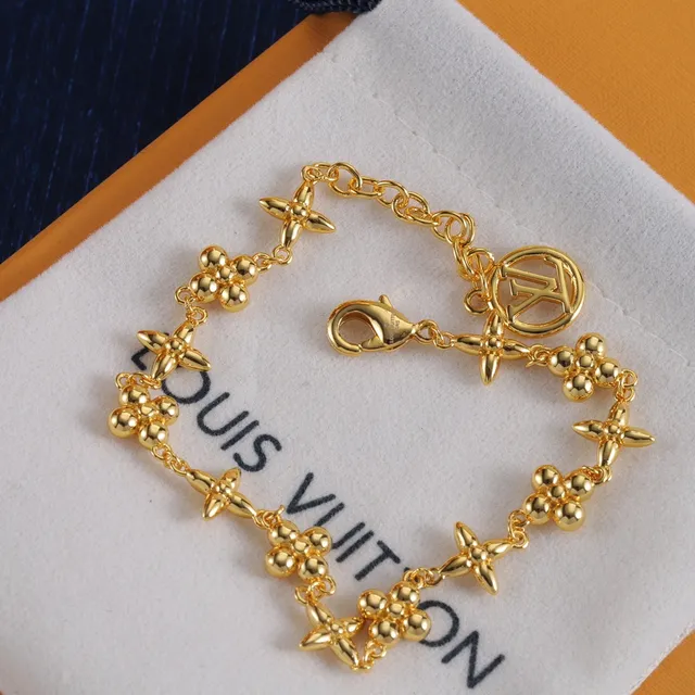 Louis Vuitton corrente de flores ouro e prata links florais impresso bracelete de chapéu 3