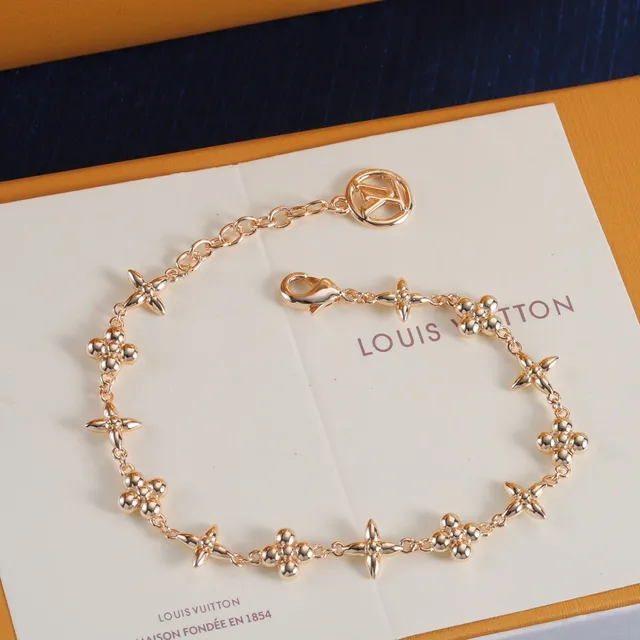 Louis Vuitton corrente de flores ouro e prata links florais impresso bracelete de chapéu 4