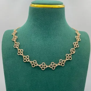 Louis Vuitton Flower Chain Gold-Tone Floral Link Necklace