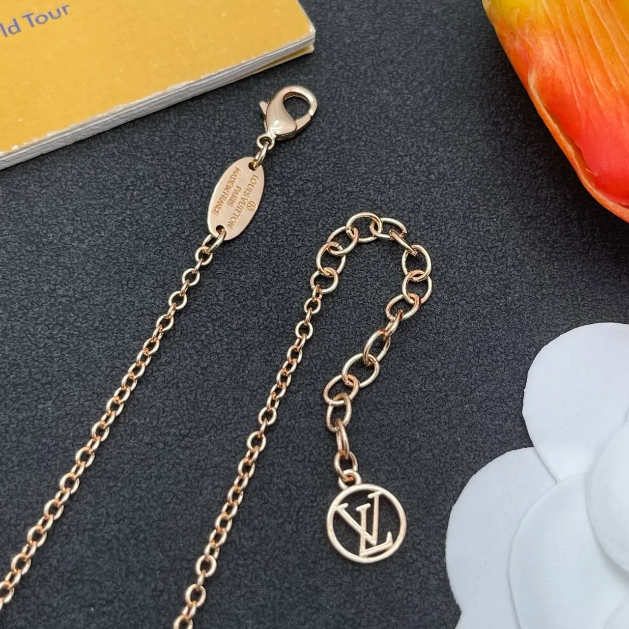 Louis Vuitton Flower Chain Gold-Tone Floral Link Necklace 6