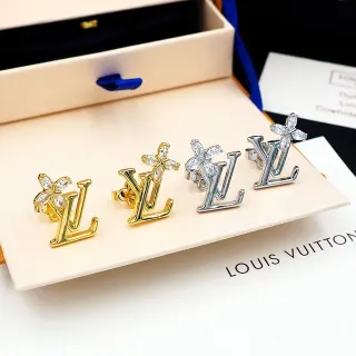 Pendientes Louis Vuitton Flower Monogram de oro y plata con cristales