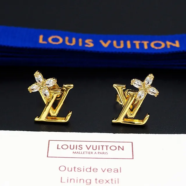 Louis Vuitton Flower Monogram Gold and Silver Crystal Stud Earrings 7