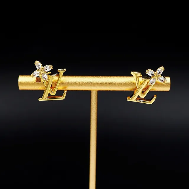 Louis Vuitton Flower Monogram Gold and Silver Crystal Stud Earrings 8
