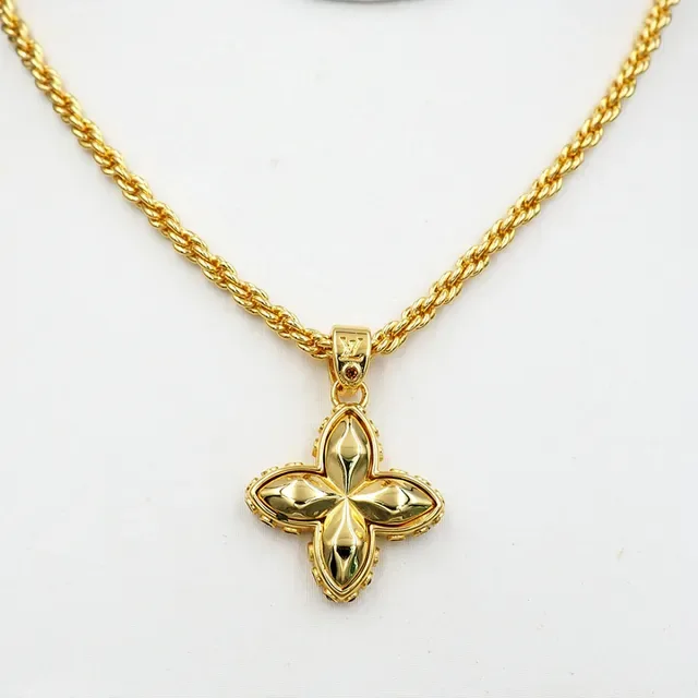 Louis Vuitton Four-Petal Pendant Rope Chain Necklace 3