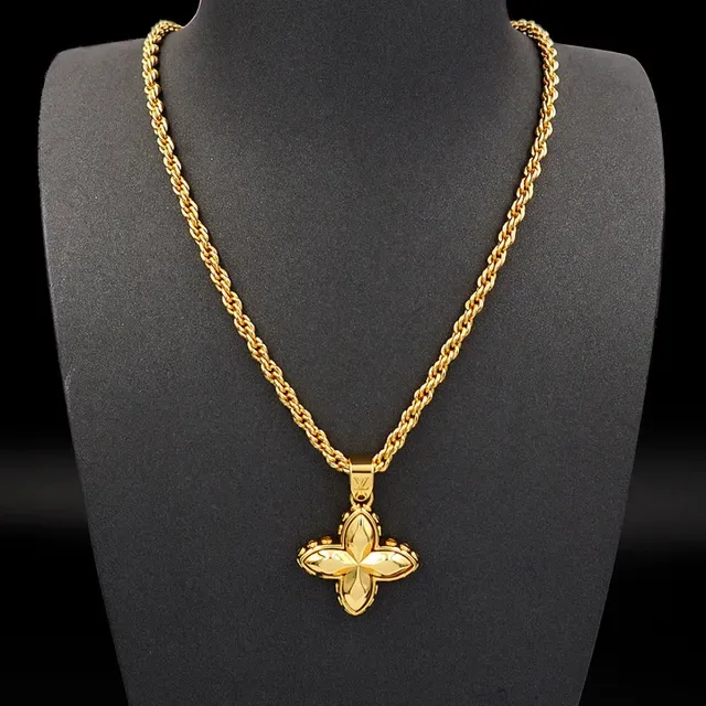 Louis Vuitton Four-Petal Pendant Rope Chain Necklace 5