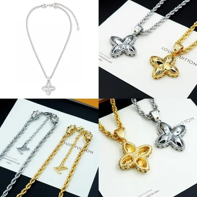 Louis Vuitton Four-Petal Pendant Rope Chain Necklace 12
