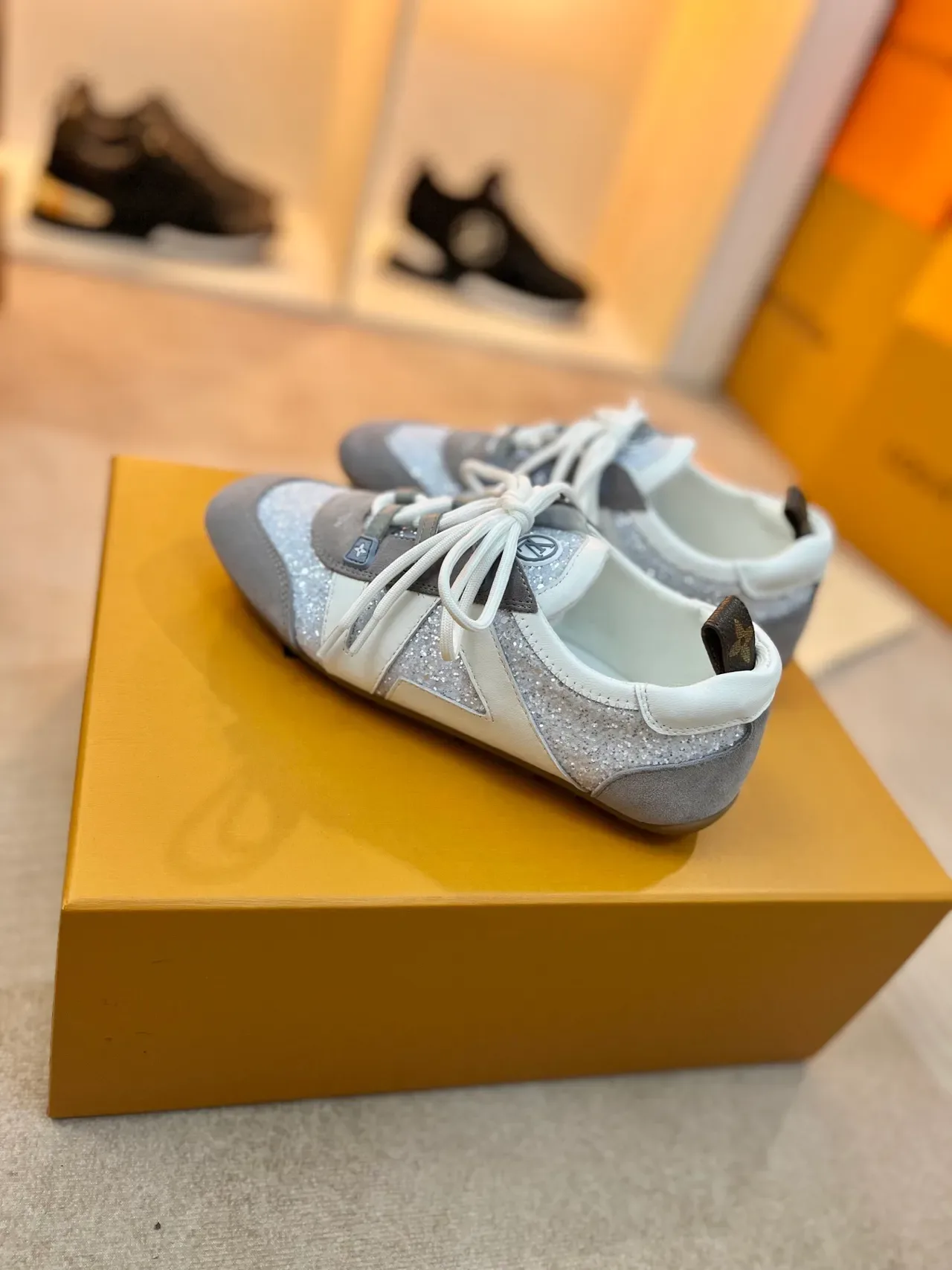 Louis Vuitton Glitter and Gray Mixed-Material Lifestyle Sneakers 5