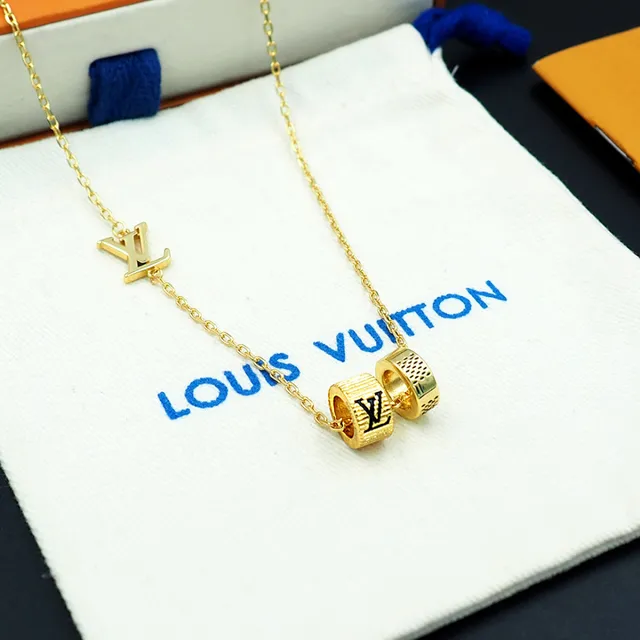 Louis Vuitton Gold Chain Asymmetrical Pendant Layout Necklace 2