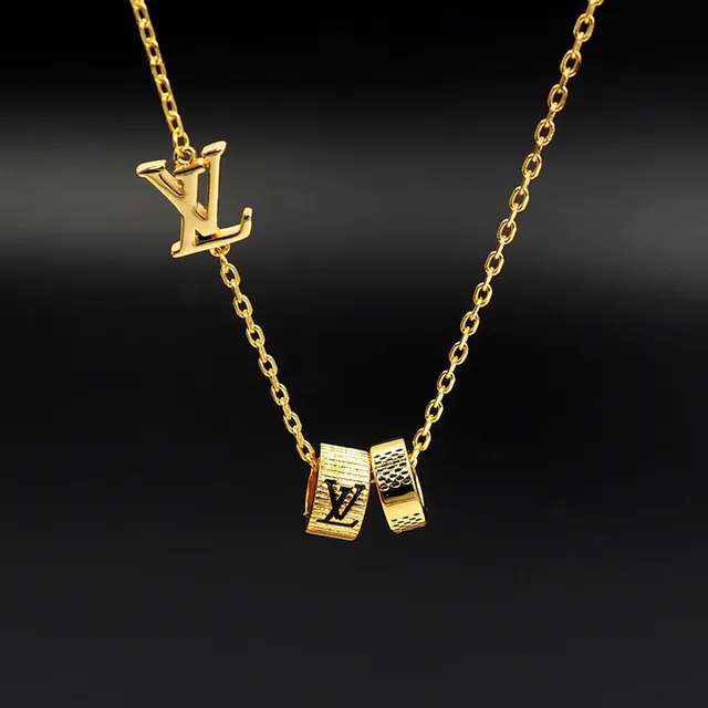 Louis Vuitton Gold Chain Asymmetrical Pendant Layout Necklace 4