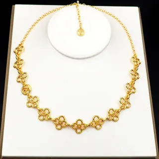 Louis Vuitton Gold Floral Quatrefoil Links Interlocking LV Monogram Medallions Necklace