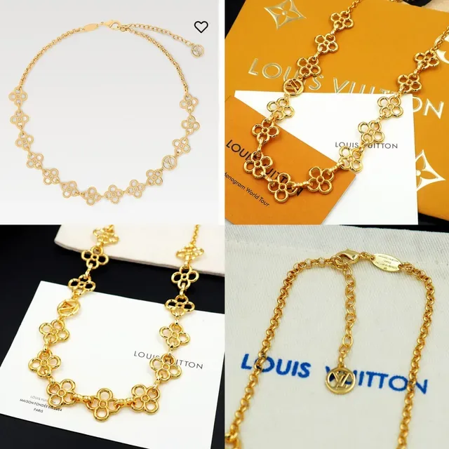 Louis Vuitton Gold Floral Quatrefoil Links Interlocking LV Monogram Medallions Necklace 11