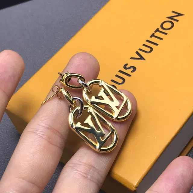 Louis Vuitton Gold Monogram Pendant Earrings 2