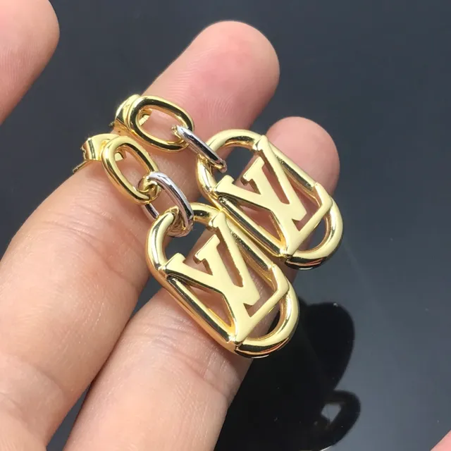 Louis Vuitton Gold Monogram Pendant Earrings 3