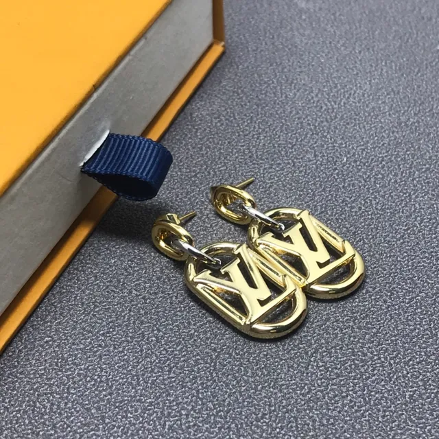 Louis Vuitton Gold Monogram Pendant Earrings 4