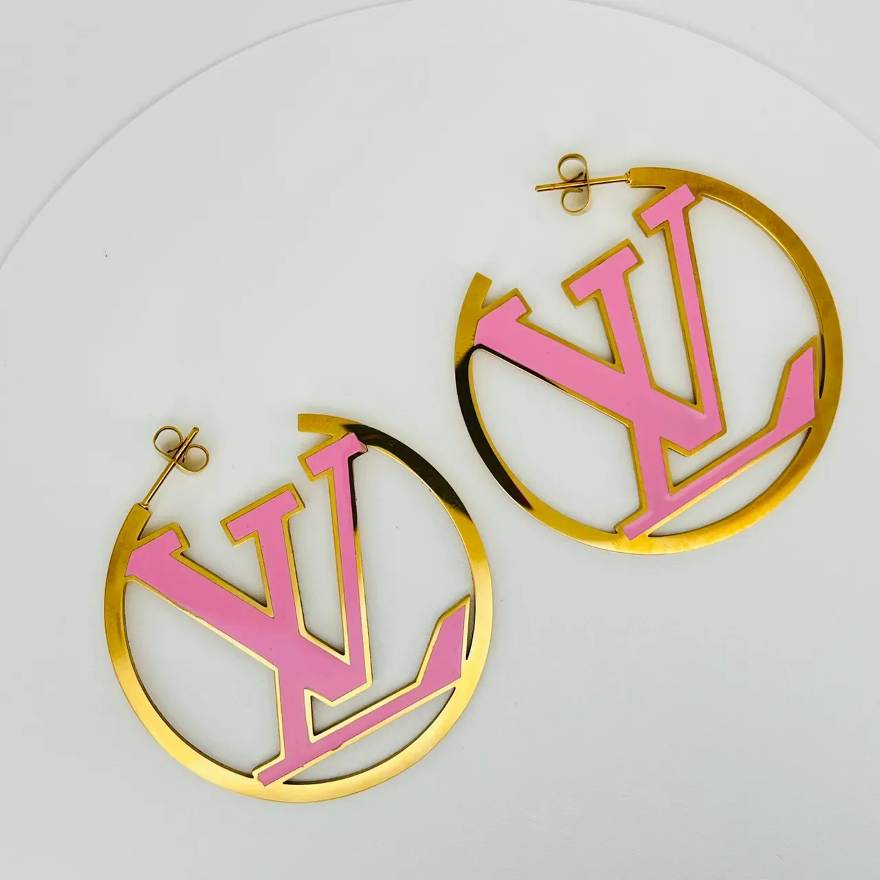 Louis Vuitton Gold Multicolor Metal Open-Circle Hoop Earrings 3