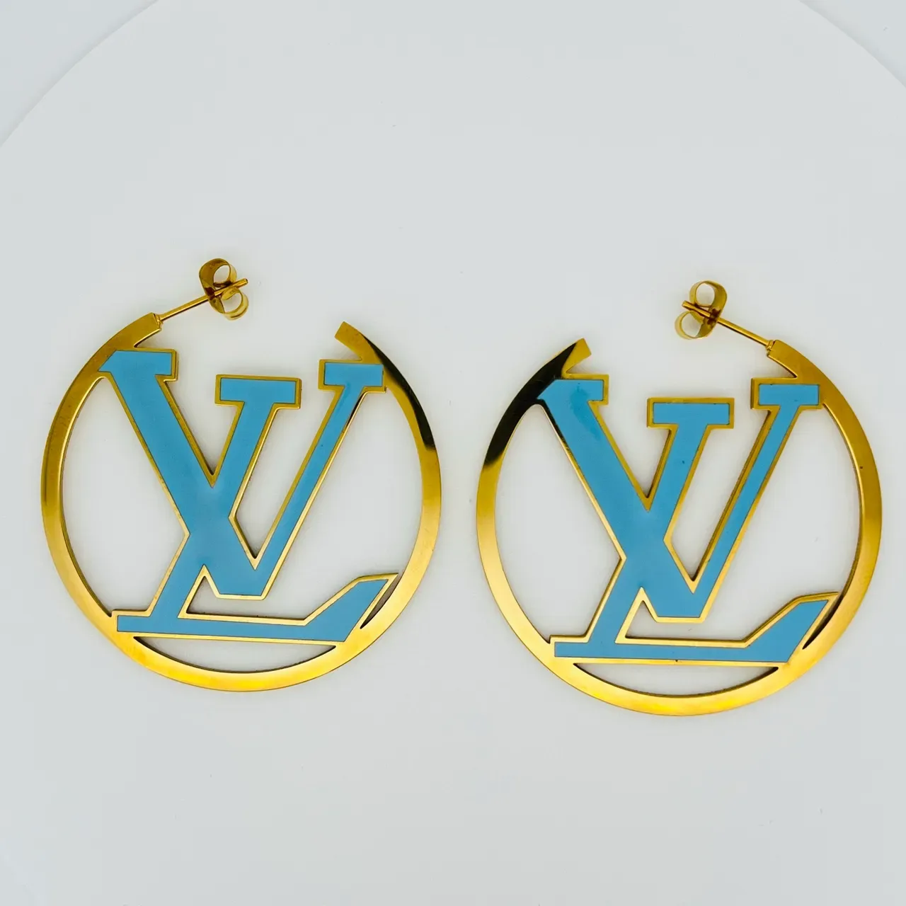 Louis Vuitton Gold Multicolor Metal Open-Circle Hoop Earrings 4