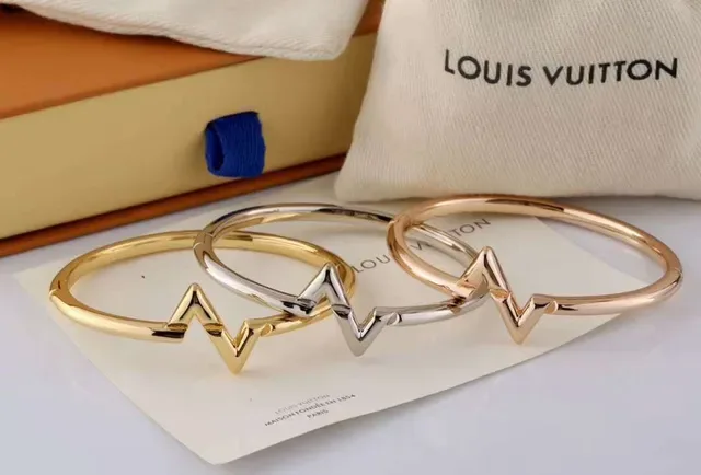 Louis Vuitton Gold Rigid Bangle Polished Bracelet 9