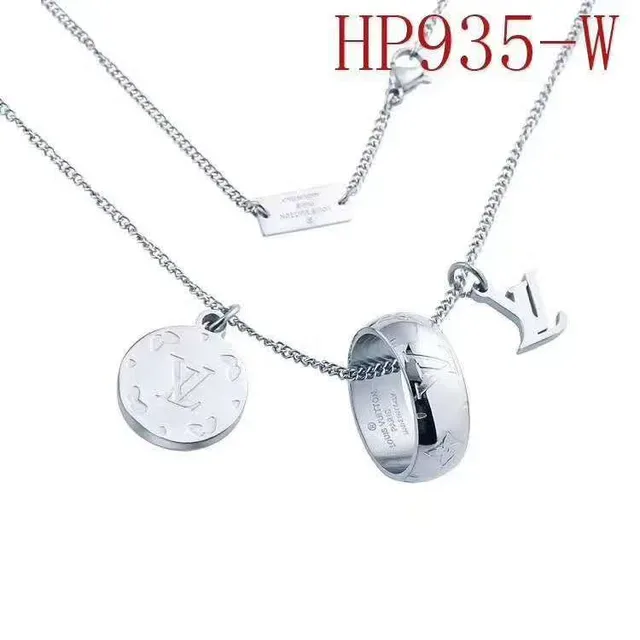 Louis Vuitton Gold Silver Monogrammed Pendant Dual-Charm Necklace 4