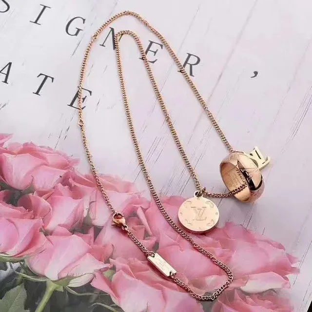 Louis Vuitton Gold Silver Monogrammed Pendant Dual-Charm Necklace 6