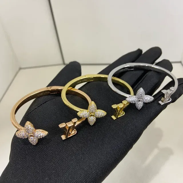 Louis Vuitton Gold Silver Pavé-Set Floral Monogram Logo Ring 2