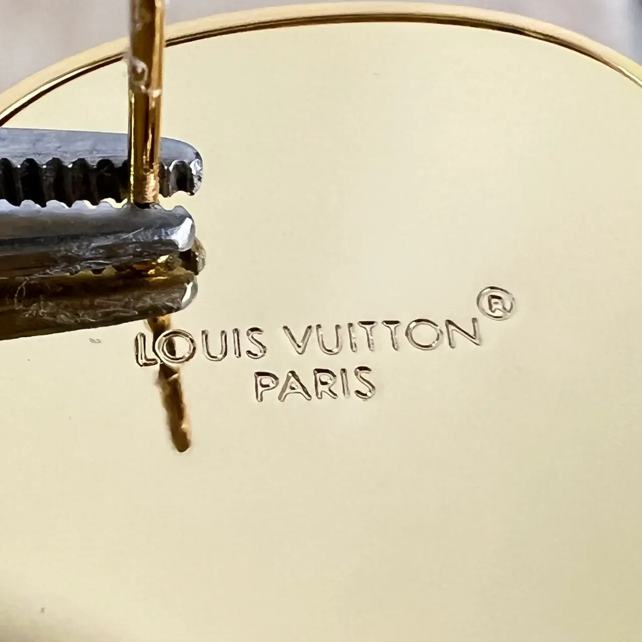 Louis Vuitton Gold-Tone Pebble-Shape Monogram Earrings 2