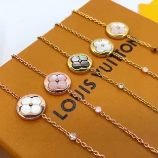 Louis Vuitton Gold White Floral Charm Mother-of-Pearl Inlay Bracelet