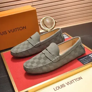 Louis Vuitton Gray Beige Damier Check Pattern Penny Strap Loafer