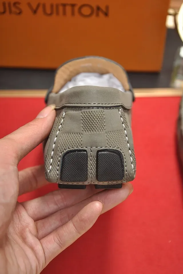 Louis Vuitton Gray Beige Damier Check Pattern Penny Strap Loafer 2