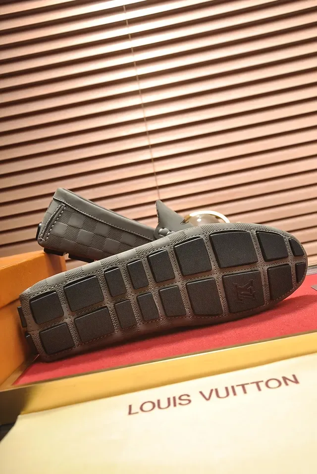 Louis Vuitton Gray Beige Damier Check Pattern Penny Strap Loafer 3