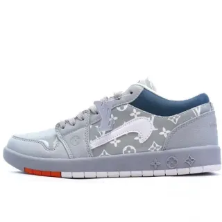 Louis Vuitton Gray Navy Monogram-Printed Low-Top Lifestyle Sneakers