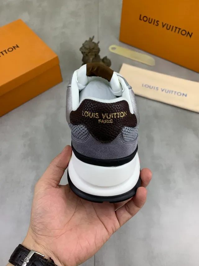 Louis Vuitton Gray White Mesh And Suede Upper Oversized Monogram Logo Lifestyle Sneakers 4