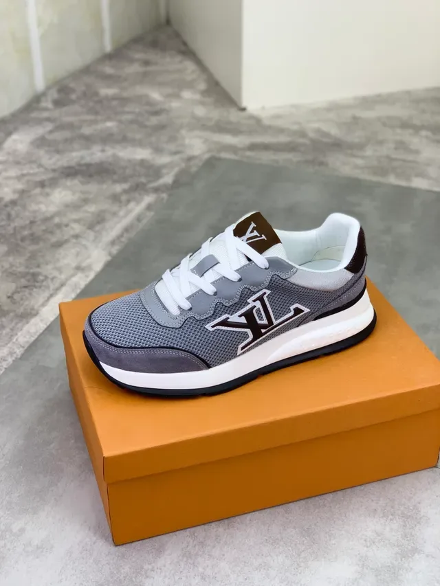Louis Vuitton Gray White Mesh And Suede Upper Oversized Monogram Logo Lifestyle Sneakers 5