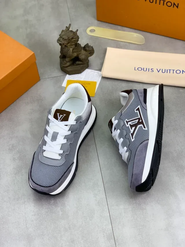 Louis Vuitton Gray White Mesh And Suede Upper Oversized Monogram Logo Lifestyle Sneakers 6