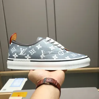 Louis Vuitton Gray White Monogram Canvas Low-Top Lace-Up Lifestyle Sneakers