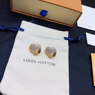 Louis Vuitton Heart and Wings Pavé Crystal Gold-Tone Stud Earrings