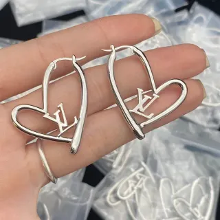 Louis Vuitton Heart Hoop Silver Earrings