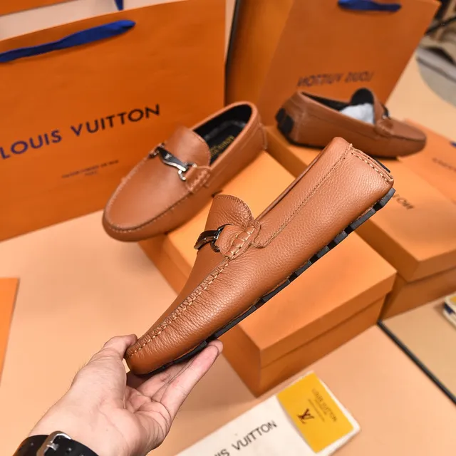 Louis Vuitton Horsebit 1955 Tan Pebbled Leather Loafers 7