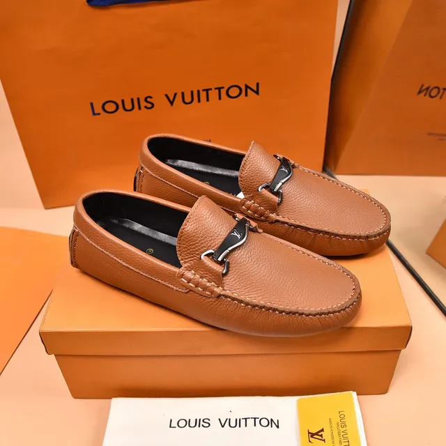 Louis Vuitton Horsebit 1955 Tan Pebbled Leather Loafers 8