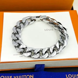Louis Vuitton Iconic Chain Polished Silver-Tone Monogram Bracelet