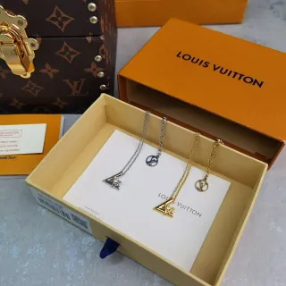 Louis Vuitton Iconic Monogram Gold Silver Geometric Pendant Charm Necklace